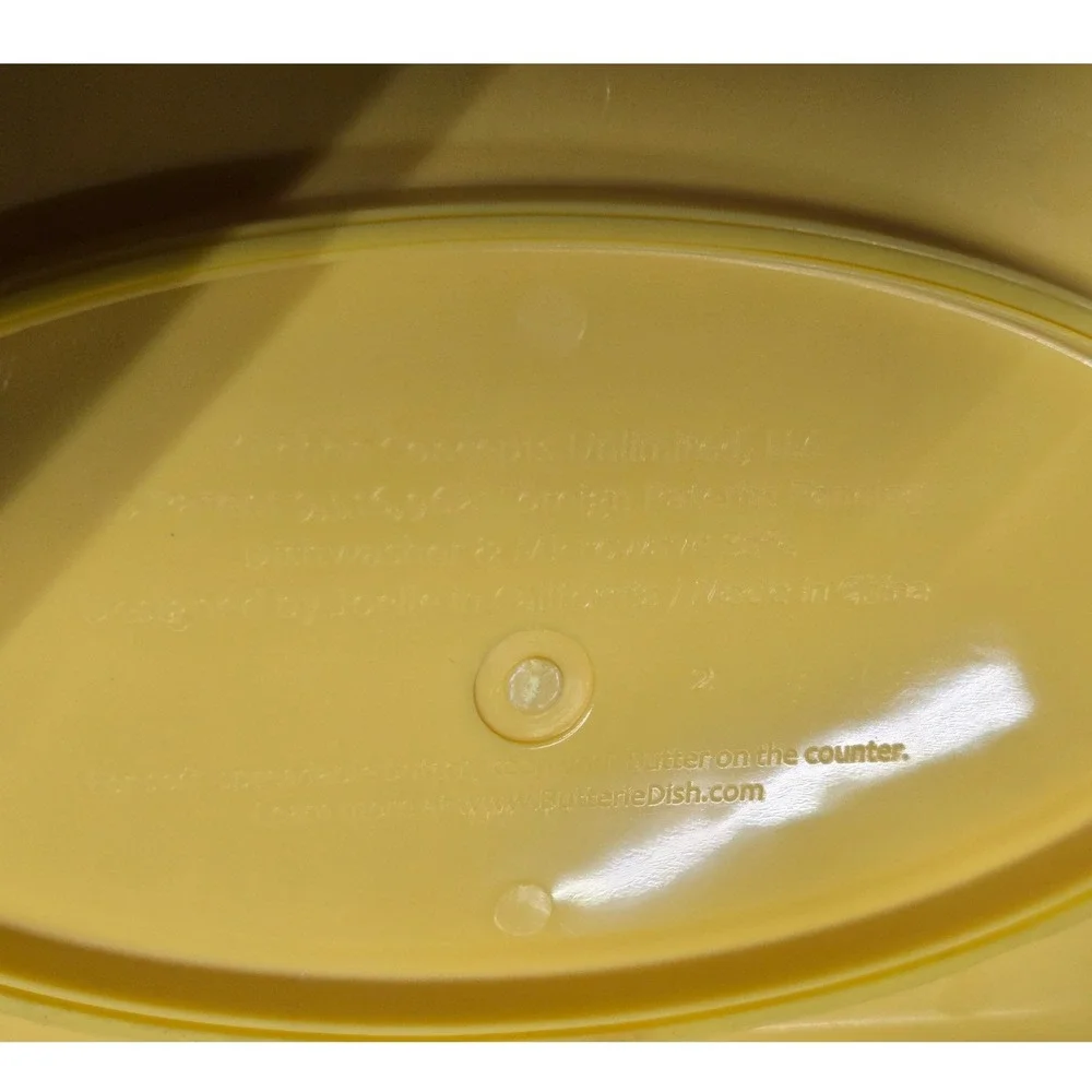 Butterie Yellow Flip Top Butter Dish w Spreader Knife 2 Stick Countertop Keeper